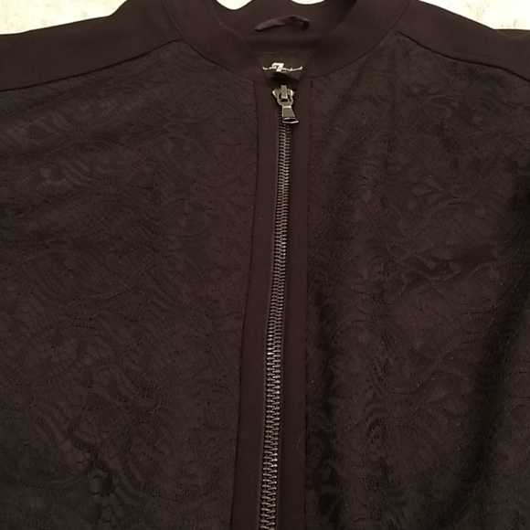 7 For All Mankind 7FAM Black Lace Bomber Jacket - Picture 4 of 11